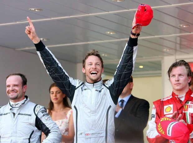 Titel-Bild zur News: Jenson Button, Kimi Räikkönen, Rubens Barrichello