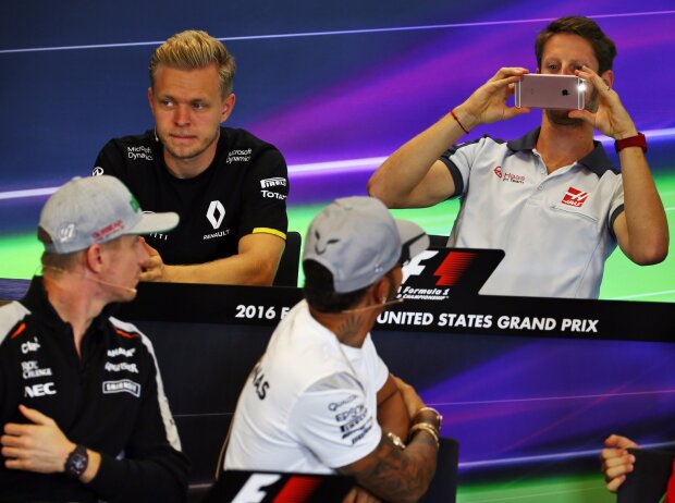 Titel-Bild zur News: Romain Grosjean, Nico Hülkenberg, Lewis Hamilton