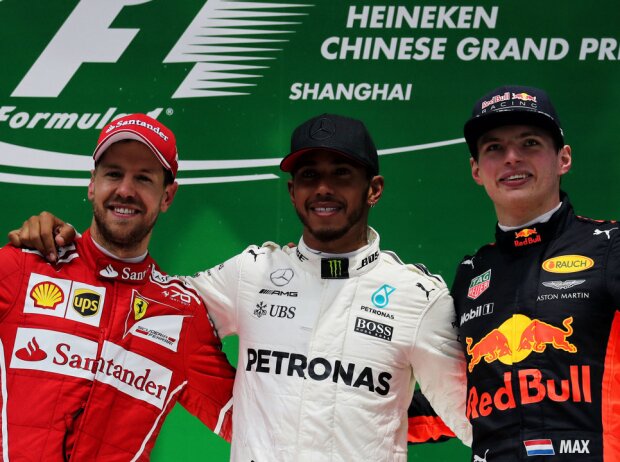 Sebastian Vettel, Lewis Hamilton, Max Verstappen Sebastian Vettel, Lewis Hamilton, Max Verstappen