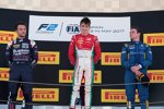 Charles Leclerc (Prema), Luca Ghiotto (Russian Time) und Oliver Rowland (DAMS) 