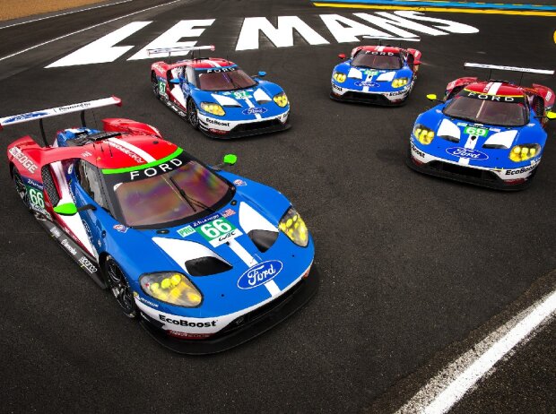 Titel-Bild zur News: Die vier Ford GT Race für Le Mans