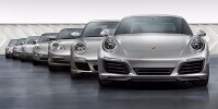 Sieben Porsche 911 Generationen