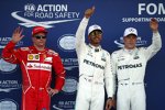 Lewis Hamilton (Mercedes), Valtteri Bottas (Mercedes) und Kimi Räikkönen (Ferrari) 