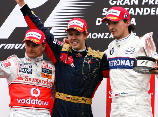 Titel-Bild zur News: Heikki Kovalainen, Sebastian Vettel, Robert Kubica