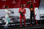 Valtteri Bottas (Mercedes), Sebastian Vettel (Ferrari) und Daniel Ricciardo (Red Bull) 