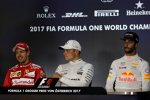 Sebastian Vettel (Ferrari), Valtteri Bottas (Mercedes) und Daniel Ricciardo (Red Bull) 