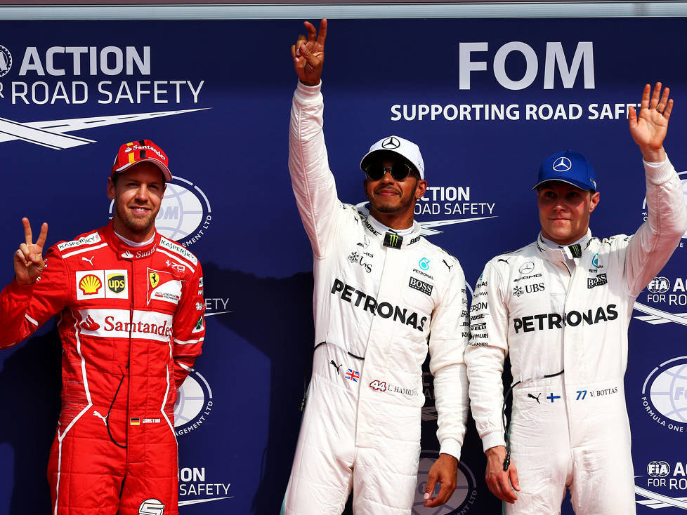 Sebastian Vettel, Lewis Hamilton, Valtteri Bottas