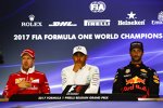 Lewis Hamilton (Mercedes), Sebastian Vettel (Ferrari) und Daniel Ricciardo (Red Bull) 