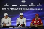 Lewis Hamilton (Mercedes), Valtteri Bottas (Mercedes) und Sebastian Vettel (Ferrari) 