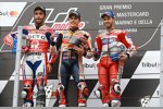 Marc Marquez (Honda), Danilo Petrucci (Pramac) und Andrea Dovizioso (Ducati) 