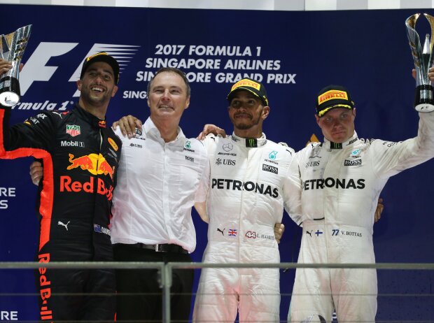 Titel-Bild zur News: Lewis Hamilton, Daniel Ricciardo, Valtteri Bottas