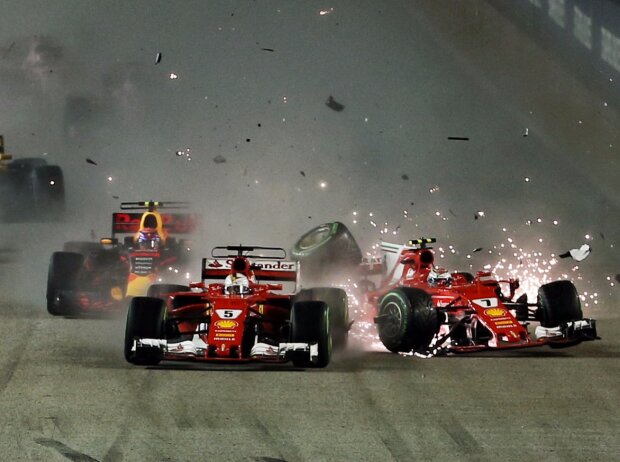Titel-Bild zur News: Sebastian Vettel, Max Verstappen, Kimi Räikkönen