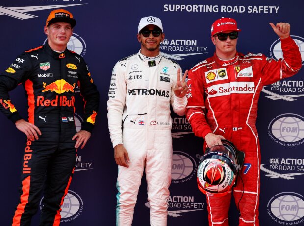 Titel-Bild zur News: Max Verstappen, Lewis Hamilton, Kimi Räikkönen