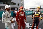 Lewis Hamilton (Mercedes), Kimi Räikkönen (Ferrari) und Max Verstappen (Red Bull) 