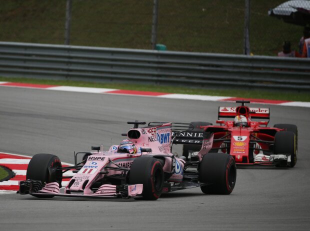 Titel-Bild zur News: Sergio Perez, Sebastian Vettel