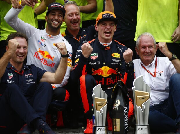 Titel-Bild zur News: Max Verstappen, Daniel Ricciardo, Christian Horner