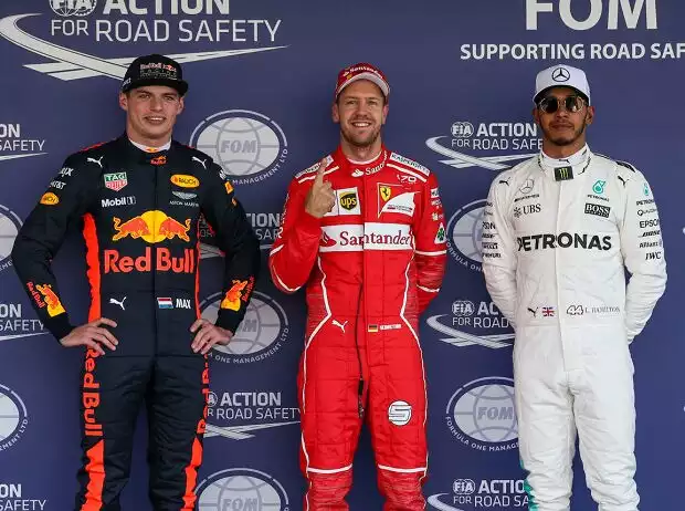 Max Verstappen, Sebastian Vettel, Lewis Hamilton Titel-Bild zur News: Max Verstappen, Sebastian Vettel, Lewis Hamilton