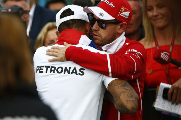 Sebastian Vettel Lewis Hamilton Ferrari Scuderia Ferrari F1Mercedes Mercedes AMG Petronas Motorsport F1 ~Sebastian Vettel (Ferrari) und Lewis Hamilton (Mercedes) ~ 