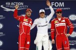 Valtteri Bottas (Mercedes), Sebastian Vettel (Ferrari) und Kimi Räikkönen (Ferrari) 