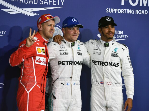 Titel-Bild zur News: Sebastian Vettel, Valtteri Bottas, Lewis Hamilton