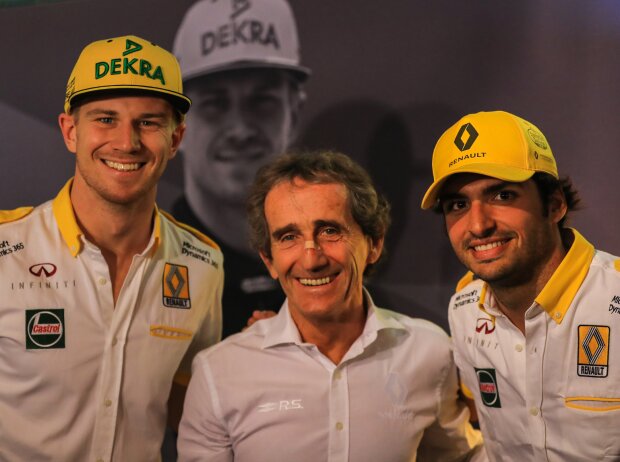 Titel-Bild zur News: Nico Hülkenberg, Alain Prost, Carlos Sainz