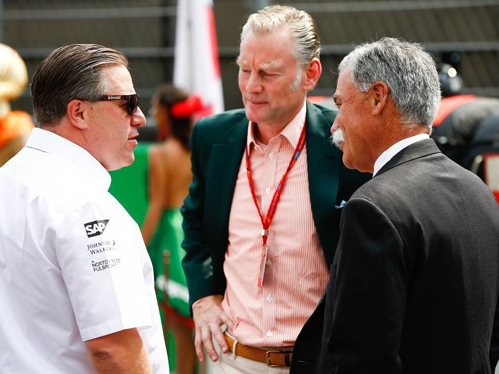 Zak Brown, Chase Carey, Sean Bratches