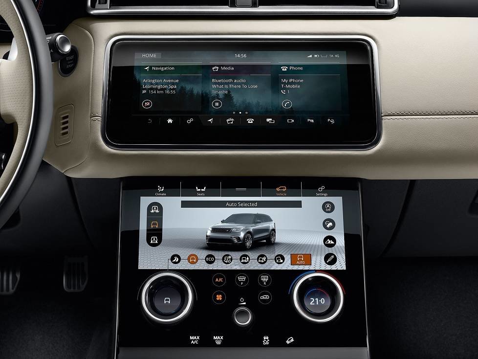 Mittelkonsole des Range Rover Velar 2018