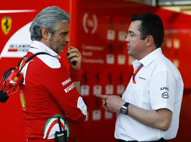 Maurizio Arrivabene, Eric Boullier Titel-Bild zur News: Maurizio Arrivabene, Eric Boullier