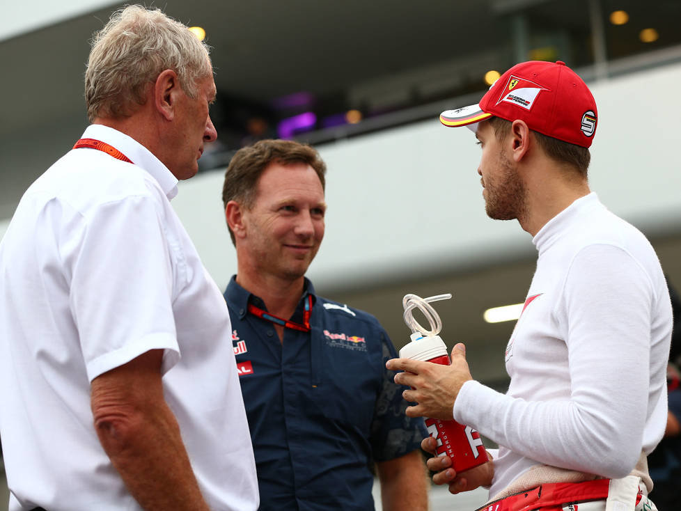 Helmut Marko, Christian Horner, Sebastian Vettel