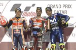 Marc Marquez, Andrea Dovizioso und Valentino Rossi 