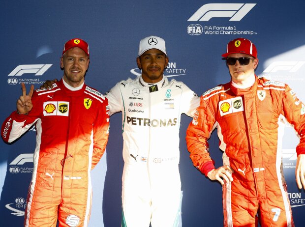 Titel-Bild zur News: Lewis Hamilton, Sebastian Vettel, Kimi Räikkönen