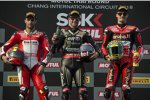 Xavi Fores, Jonathan Rea und Chaz Davies 