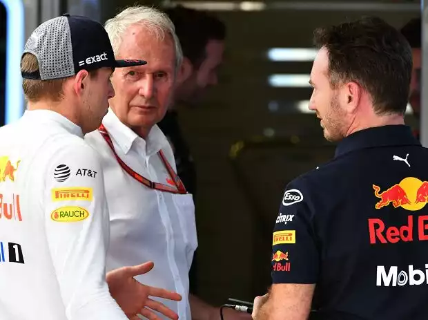 Max Verstappen, Helmut Marko, Christian Horner Titel-Bild zur News: Max Verstappen, Helmut Marko, Christian Horner
