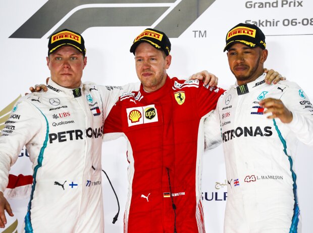 Titel-Bild zur News: Valtteri Bottas, Sebastian Vettel, Lewis Hamilton