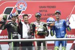 Johann Zarco (Tech 3), Cal Crutchlow () und Alex Rins (Suzuki) 