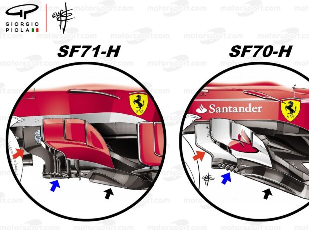 Ferrari SF71H vs. SF70H: Vergleich, Bargeboards Ferrari SF71H vs. SF70H: Vergleich, Bargeboards