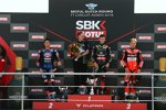 Jonathan Rea, Michael van der Mark und Chaz Davies 