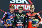 Jonathan Rea, Michael van der Mark und Chaz Davies 