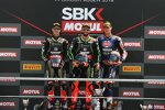 Jonathan Rea, Michael van der Mark und Chaz Davies 