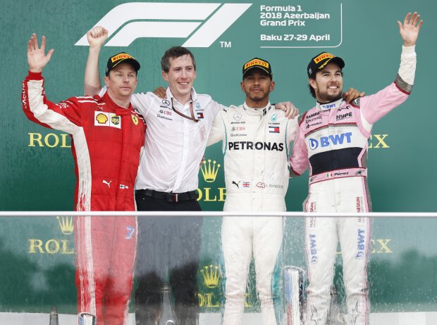 Kimi Räikkönen, Lewis Hamilton, Sergio Perez
