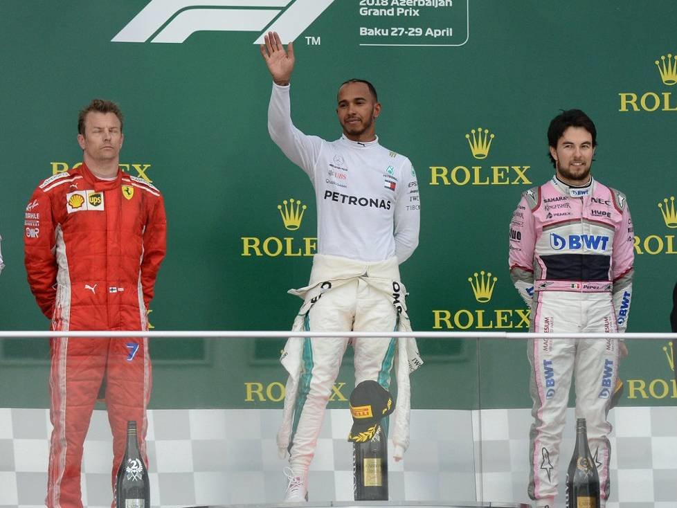 Kimi Räikkönen, Lewis Hamilton, Sergio Perez