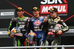 Michael van der Mark, Toprak Razgatlioglu und Jonathan Rea 