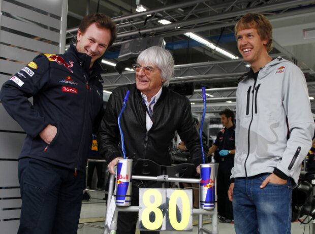 Christian Horner, Bernie Ecclestone & Sebastian Vettel