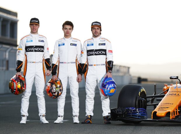 Titel-Bild zur News: Stoffel Vandoorne, Fernando Alonso, Lando Norris