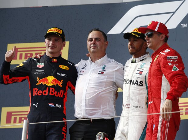 Titel-Bild zur News: Max Verstappen, Lewis Hamilton, Kimi Räikkönen