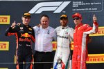 Max Verstappen (Red Bull), Lewis Hamilton (Mercedes) und Kimi Räikkönen (Ferrari) 