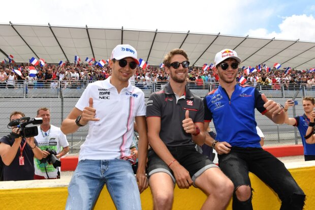 Esteban Ocon Romain Grosjean Pierre Gasly Force India Sahara Force India F1 Team F1Toro Rosso Red Bull Toro Rosso Honda F1 ~Esteban Ocon (Force India), Romain Grosjean (Haas) und Pierre Gasly (Toro Rosso) ~ 