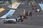 Lewis Hamilton (Mercedes), Max Verstappen (Red Bull) und Daniel Ricciardo (Red Bull) 
