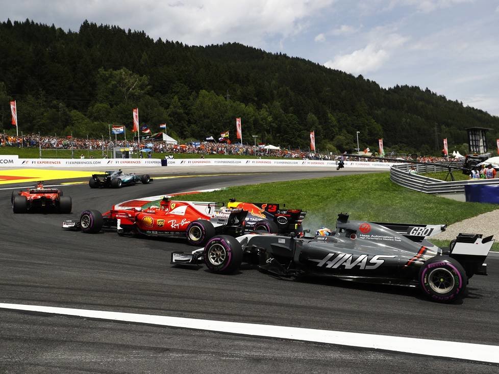 Daniel Ricciardo, Kimi Räikkönen, Romain Grosjean