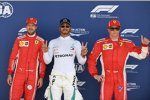 Sebastian Vettel (Ferrari), Lewis Hamilton (Mercedes) und Kimi Räikkönen (Ferrari) 